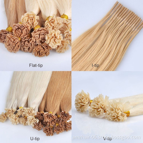 12A Grade Mink Russian Remy Virgin Human Hair Extension Keratin Micro Ring Stick I Tip Flat Tip Double Drawn Hair Extensions